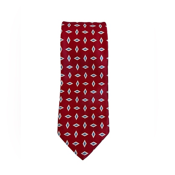 Robert Talbott Other - Robert Talbott AMR Red Geometric Diamond Pattern Tie 100% Polyester USA Made